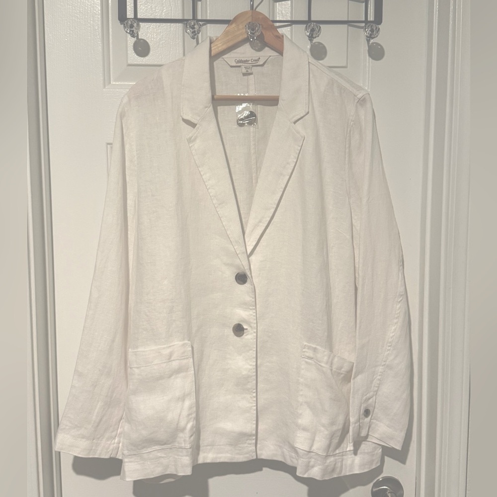 $128 Coldwater Creek Women's Boyfriend 2 Button Blazer Jacket White Size XL NWOT - Picture 8 of 10